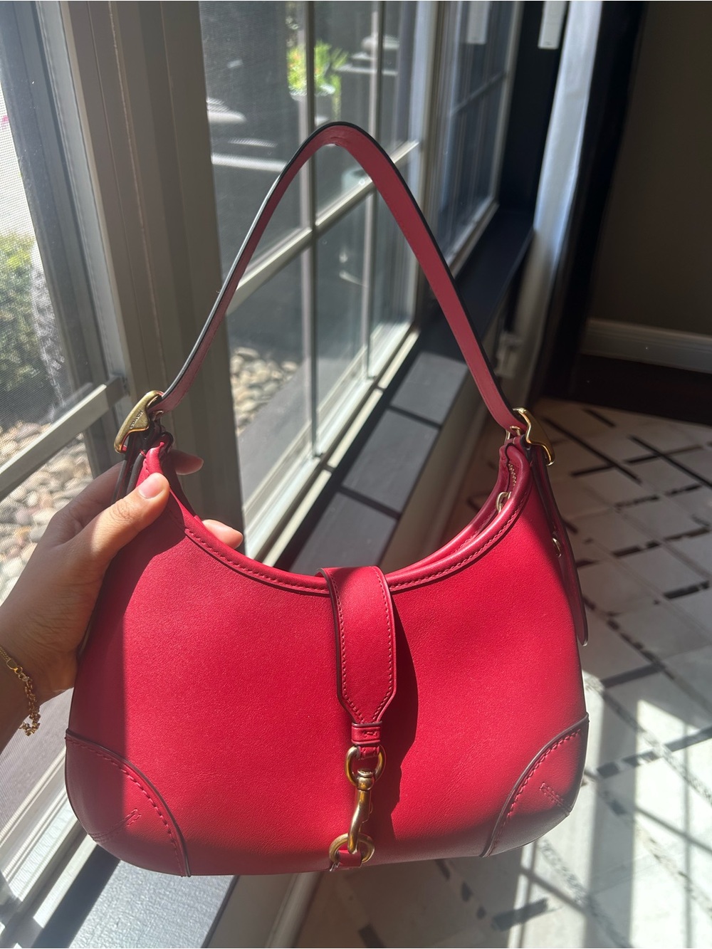 Coach Red Hamptons Hobo Bag